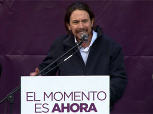 Fotografa de Portada: Pablo Iglesias, durante su mitin en la Puerta del Sol (foto: Podemos)